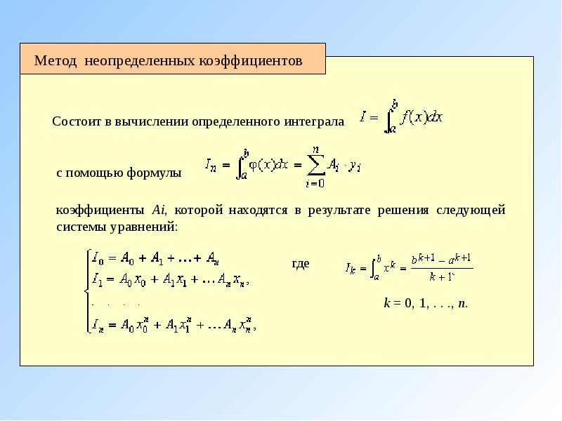 Подберите коэффициент методом