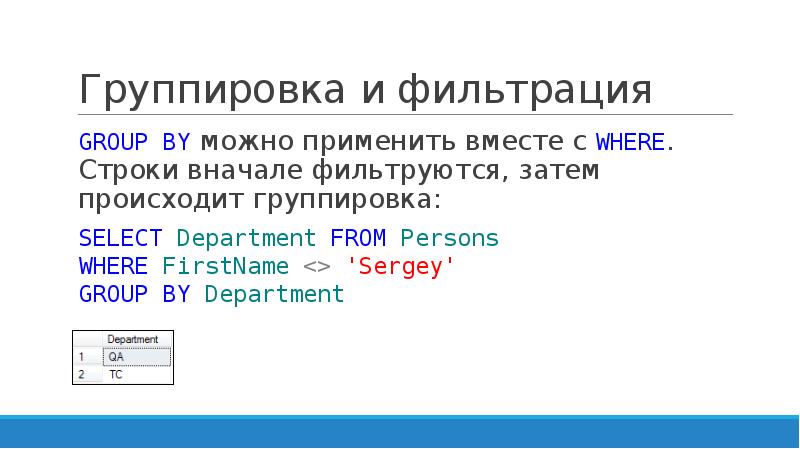 Агрегирующие функции sql