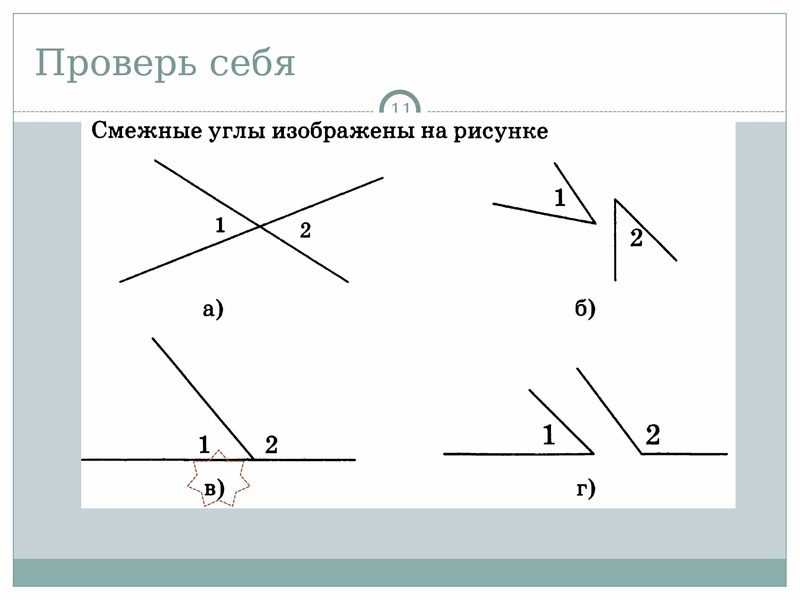 Смежные углы на рисунке