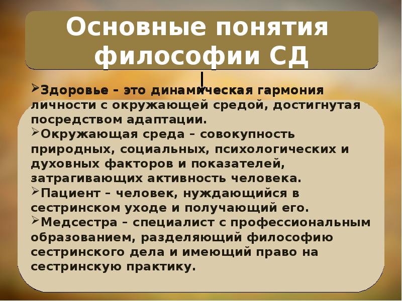 Понятий философии сестринского дела