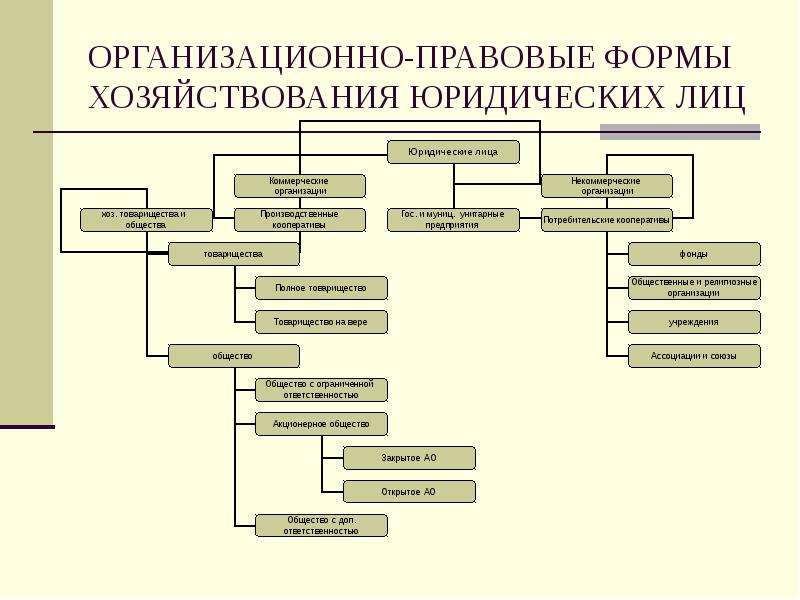 Конспект схему на тему организационно правовые формы юридических лиц в российской федерации