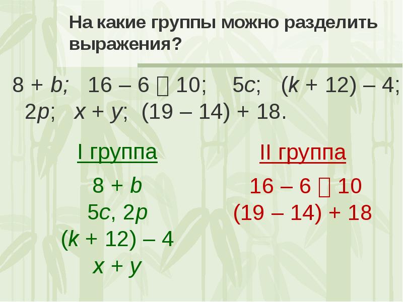 Числовые и буквенные выражения 1 класс презентация