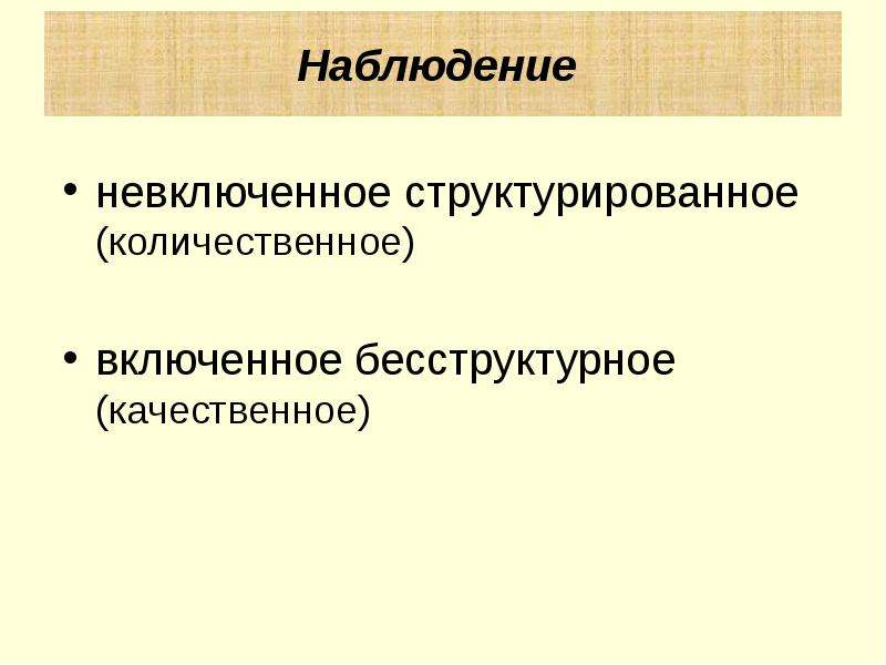 Включенное и невключенное наблюдение