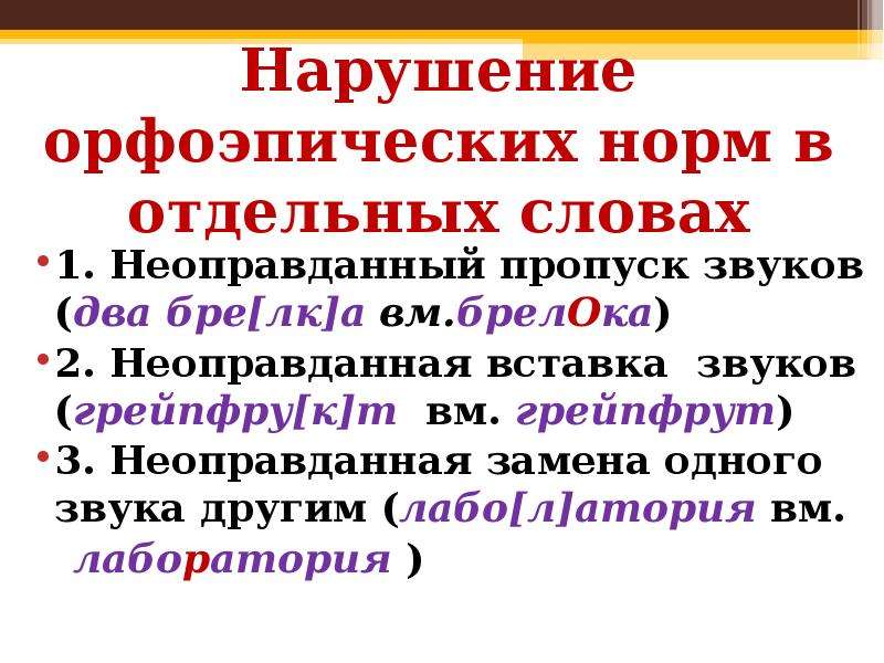 Основные законы орфоэпии русского языка индивидуальный проект