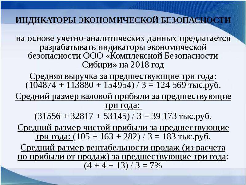 Индикаторы экономической безопасности