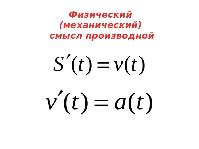 Механический смысл производной презентация