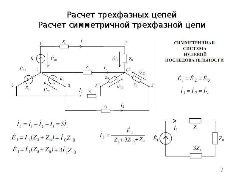 С помощью каких приемов трехфазная симметричная схема сводится к расчетной однофазной