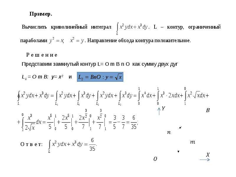 Криволинейный интеграл парабола