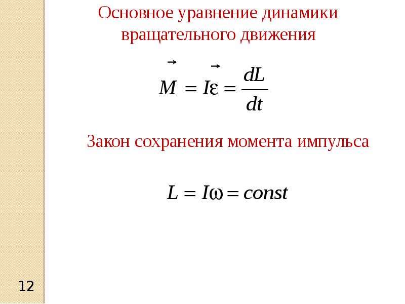 Уравнение динамики вращательного движения твердого тела