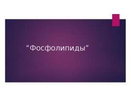 Липиды. Фосфолипиды