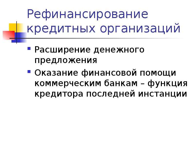 Расширение организации. Расширение денежного предложения. Основа денежного предложения. Теоретические основы денежно-кредитного регулирования презентация. Кредитор последней инстанции.