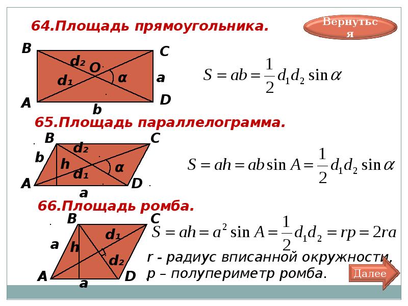 Диагональ ромба формула. Площадь параллелограмма через диагонали. Формула площади через диагонали. Площадь параллелограмма через д. Площадь параллелограммачерез д.