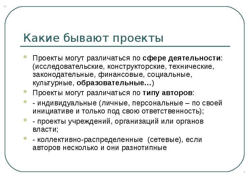 Сферы деятельности проекта