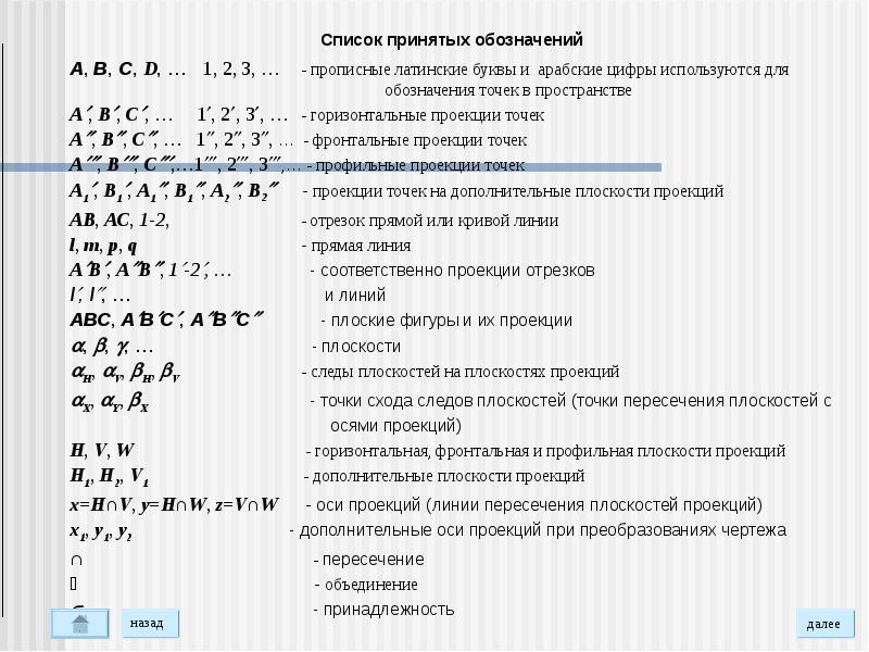 Принятые обозначения. Обозначения в начертательной геометрии. Условные обозначения в начертательной геометрии. Знаки в начертательной геометрии. Обозначение геометрических элементов в начертательной геометрии.