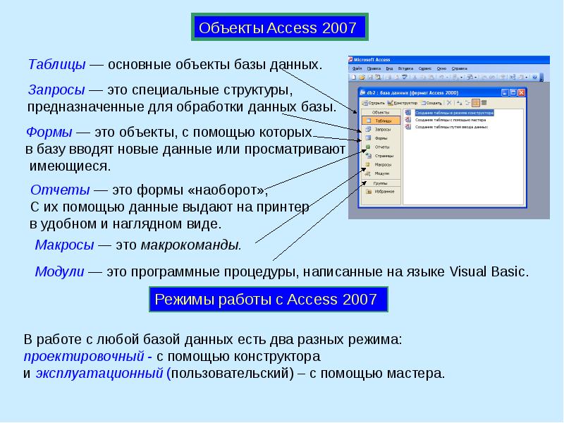 Объекты данных виды