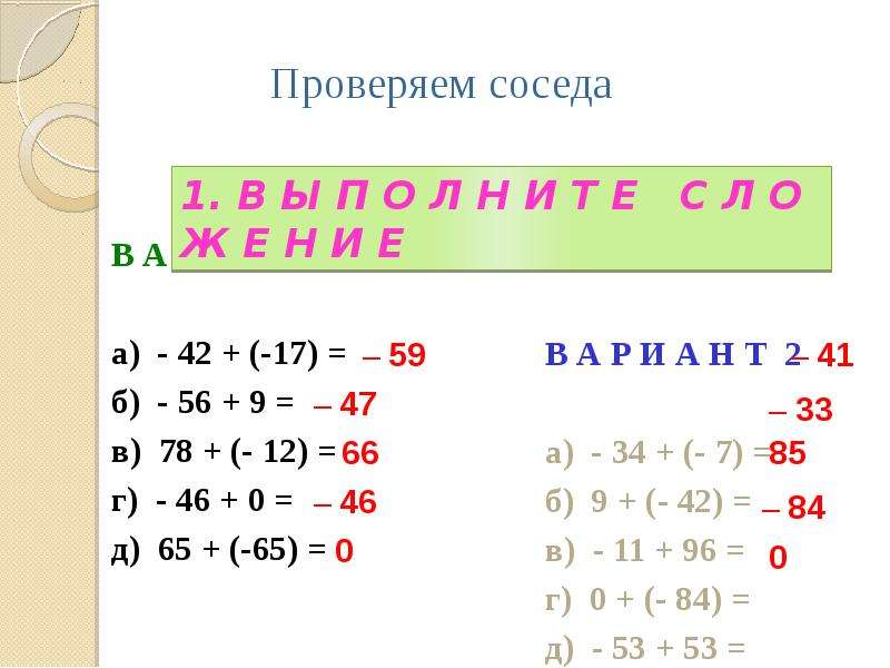 Вычитание целых чисел 6 класс презентация