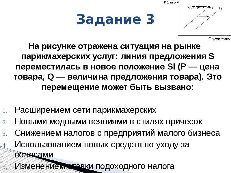 На рисунке отражена ситуация на рынке парикмахерских услуг проанализируйте изменение предложения