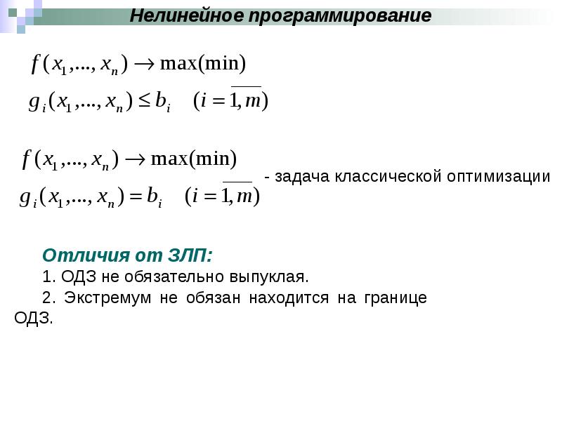 Нелинейное программирование презентация