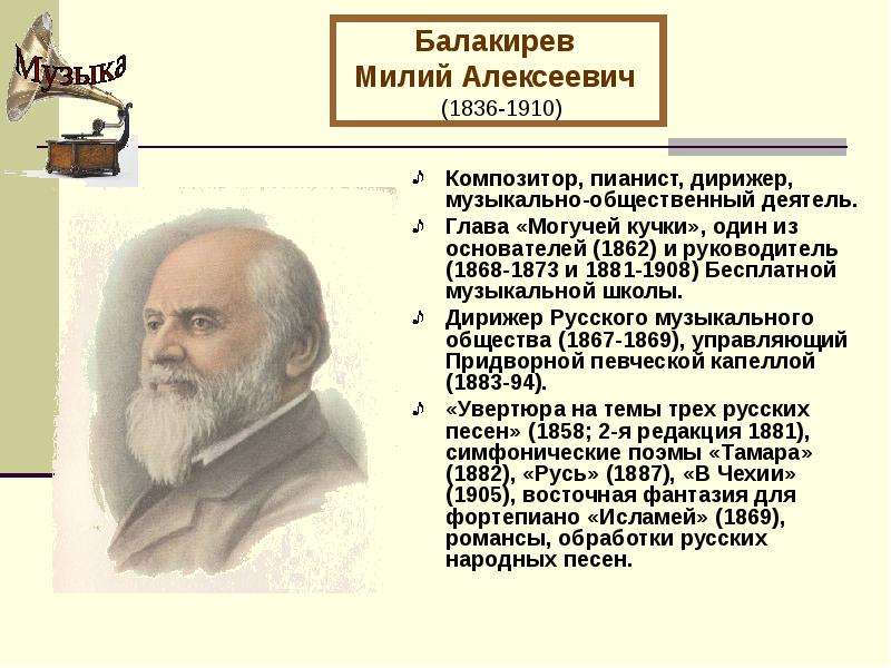 Балакирев произведения. Милий Алексеевич Балакирев，1836-1910. Милия Алексеевича Балакирева (1836 – 1910 гг.). Милий Балакирев могучая кучка. Милий Алексеевич Балакирев композитор.