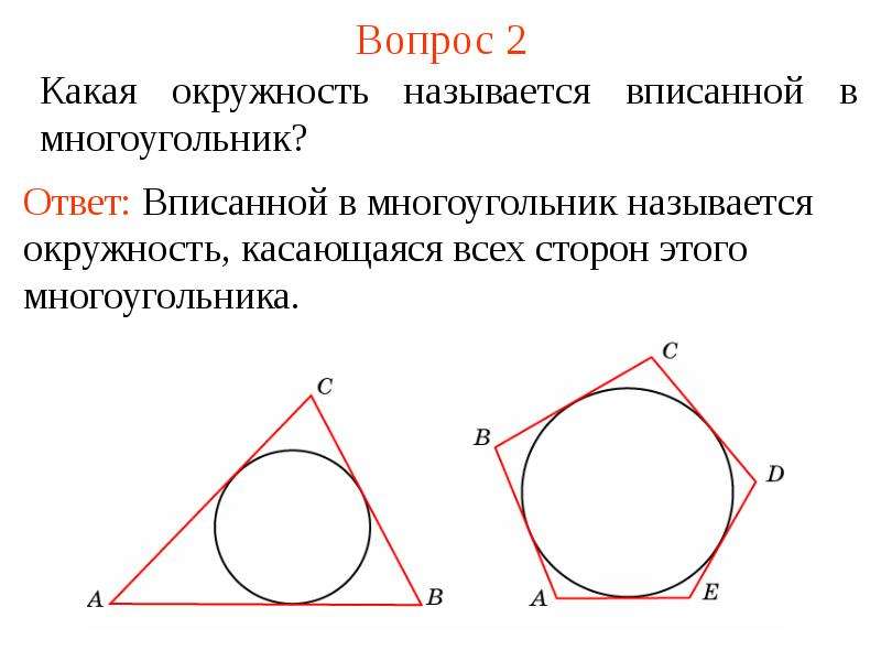 Окружность вписанная в многоугольник картинки