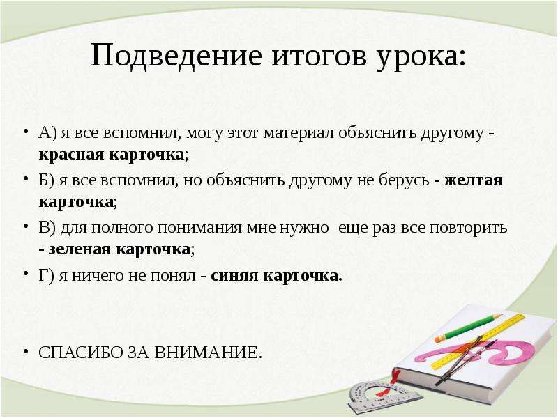 Итоговый урок. Подведение итогов урока. Подведение итогов урок алгебры.