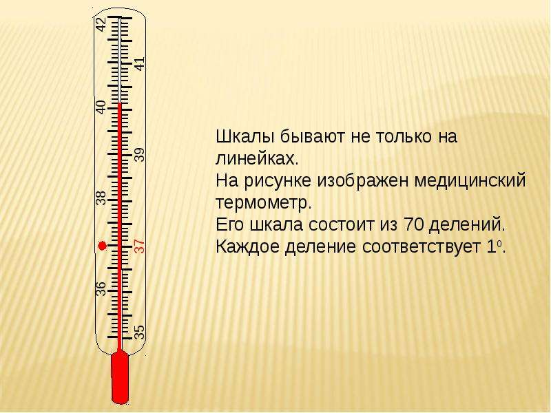 На рисунке показана часть шкалы медицинского термометра