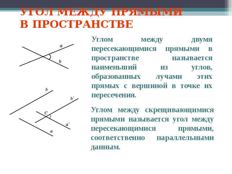 Угол между прямыми 10 класс