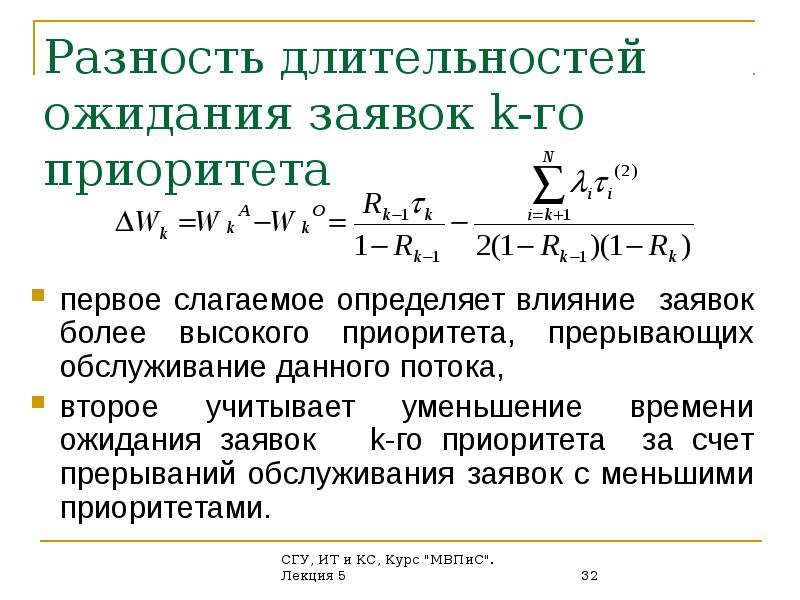 Параметры смо