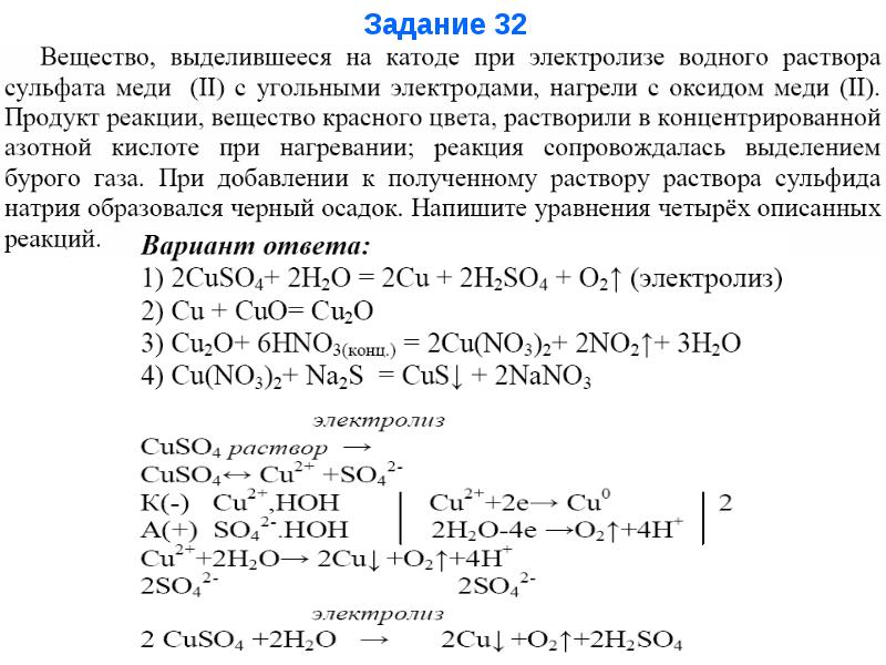 Электролиз cuso4 раствор