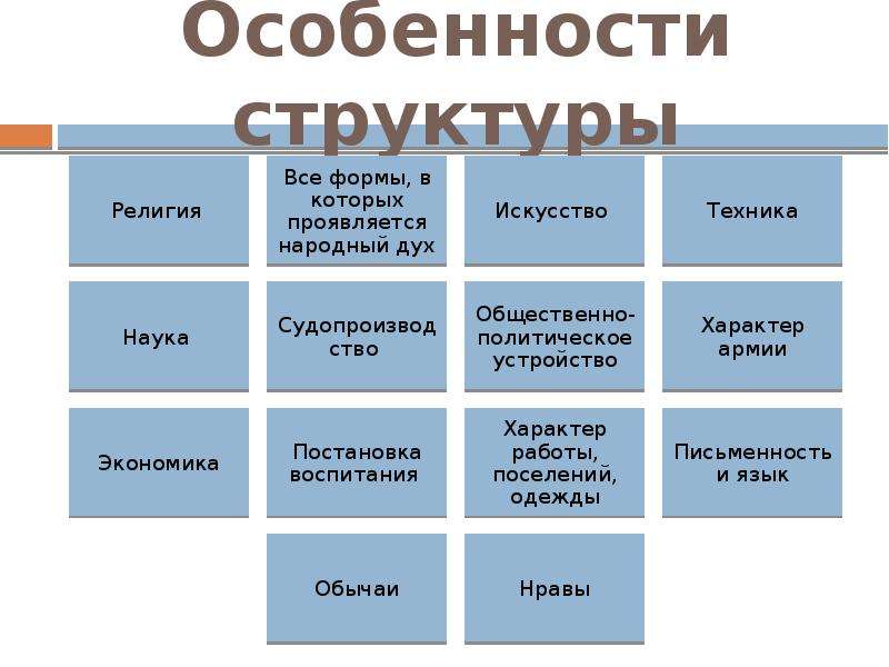 Какие особенности структуры