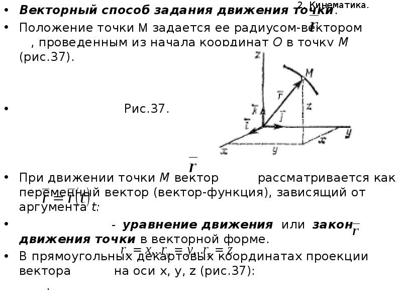 Способы задания движения точки