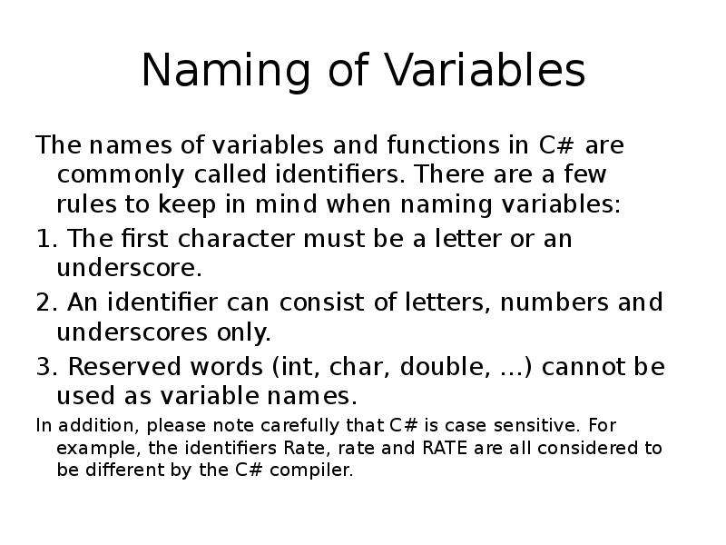 Naming variables. Functions in Mind.