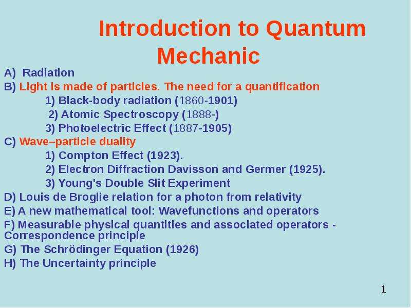 Презентация Introduction to Quantum Mechanic