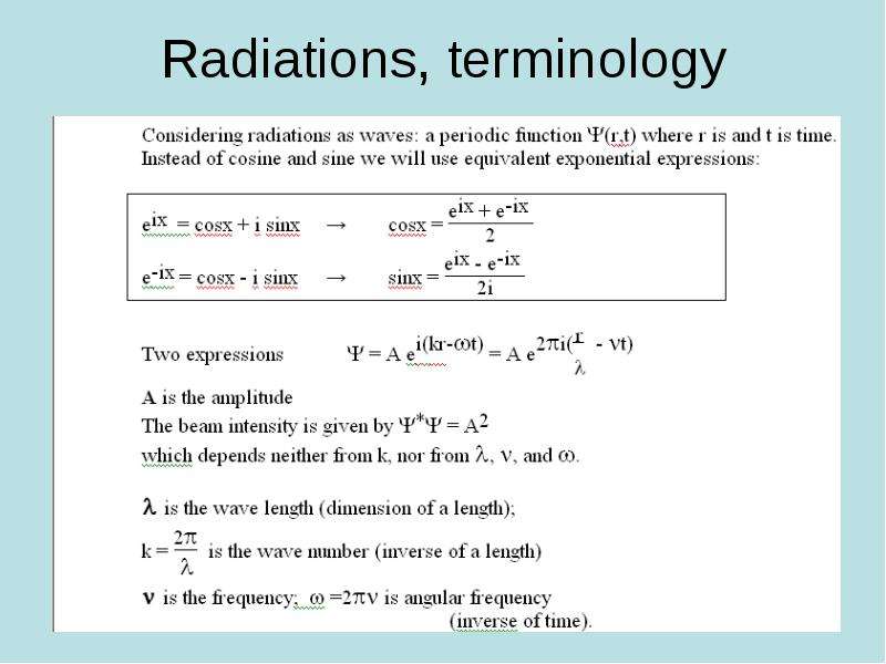 Radiations, terminology