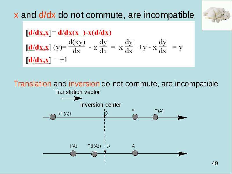 x and d/dx do not commute, are incompatible