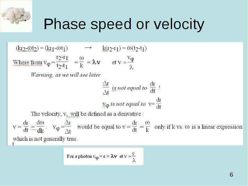 Phase speed or velocity