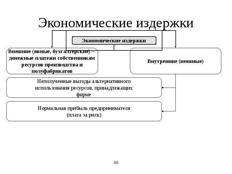 Экономические издержки сложный план