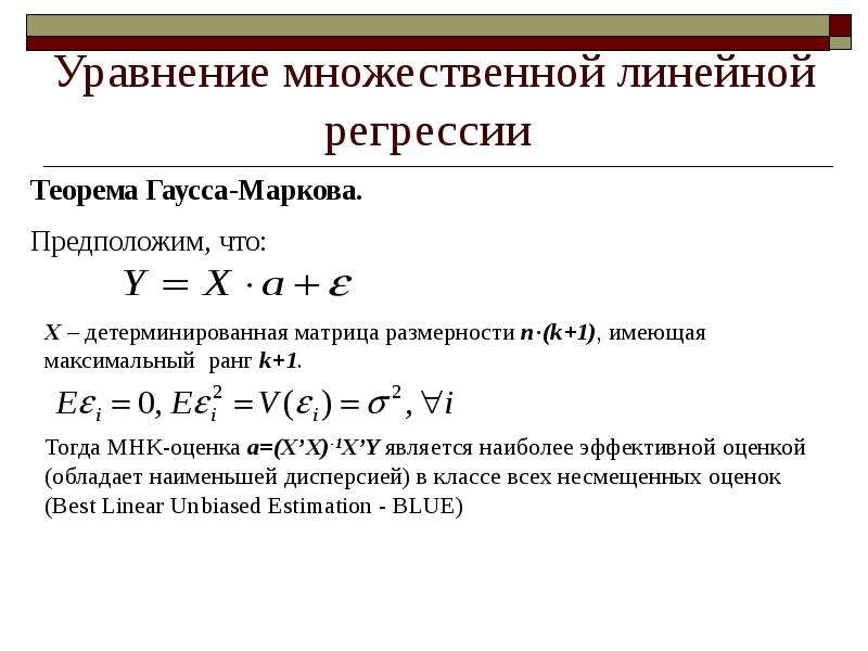 Графическое изображение уравнения линейной регрессии