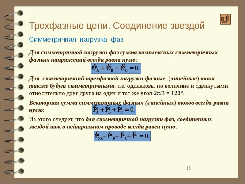 Нагрузка трехфазной цепи. Соединение звездой при симметричной нагрузке. Соединение фаз нагрузки звездой. Трехфазные цепи при соединении электроприемников звездой.. Трехфазной цепи при соединении симметричной нагрузки звездой.