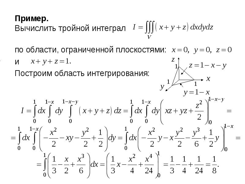 Свойства тройного интеграла