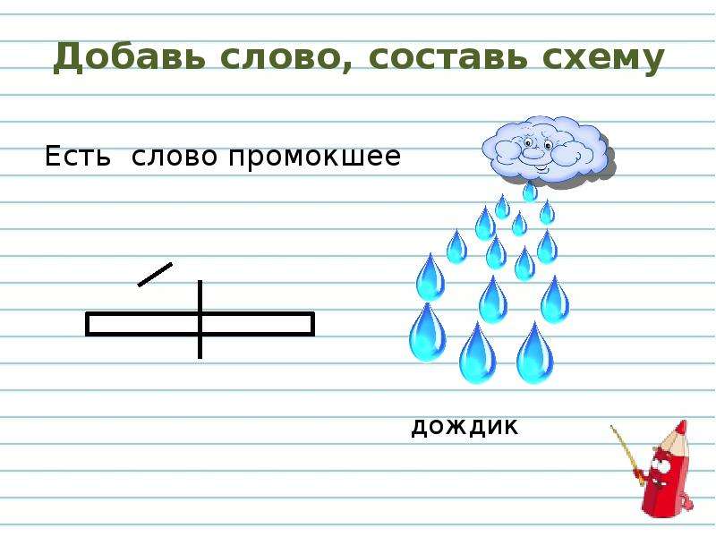 Схема слова дождь 1 класс в цвете