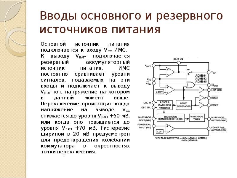 Основные и резервные источники электропитания