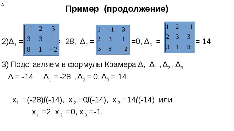 Формула крамера