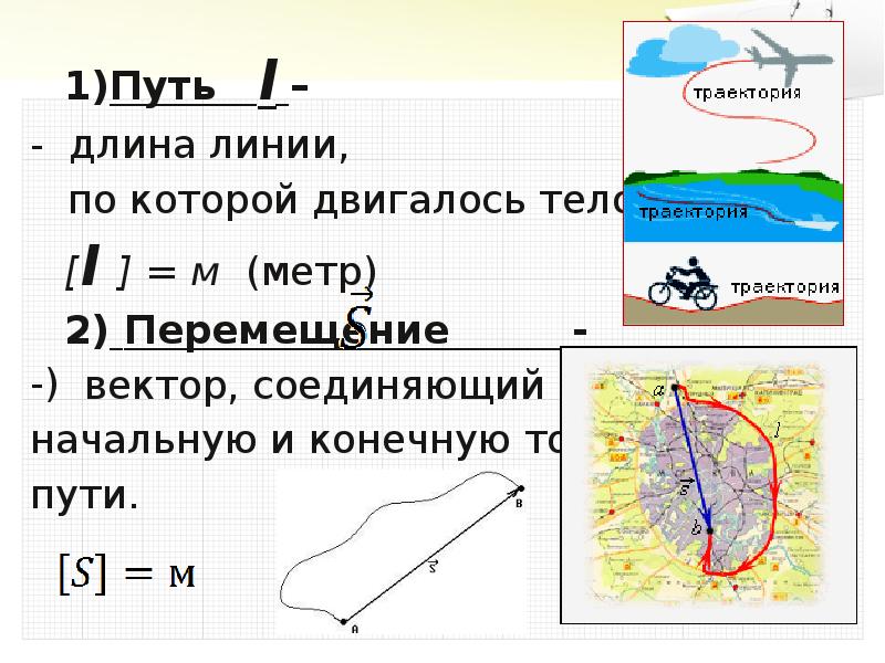 Задачи траектория путь перемещение