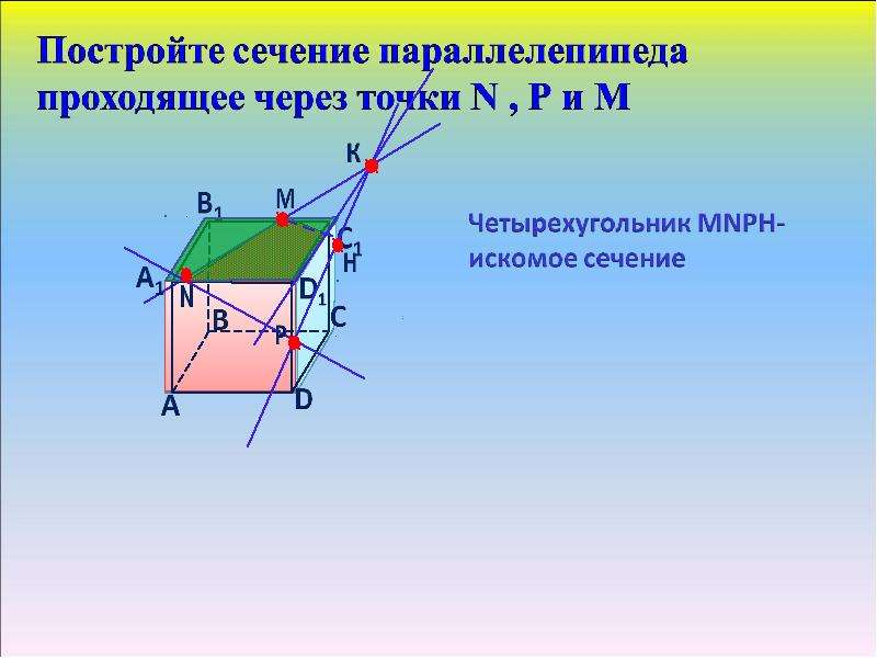 Как строить сечения. Сечение многогранника параллелепипеда. Построить сечение онлайн. Как найти плоскость параллелепипеда. Как складываются вектора в параллелепипеде.