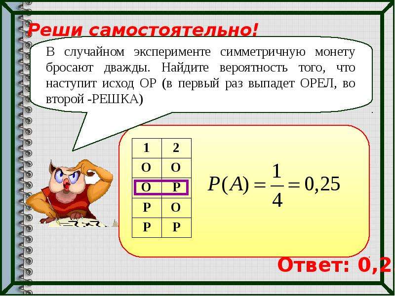 Дважды бросают симметричную монету найти вероятность