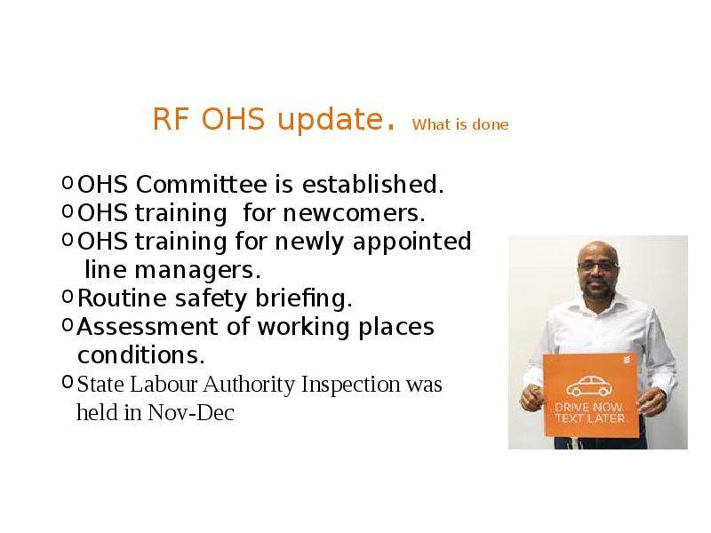RF OHS update. What is done
