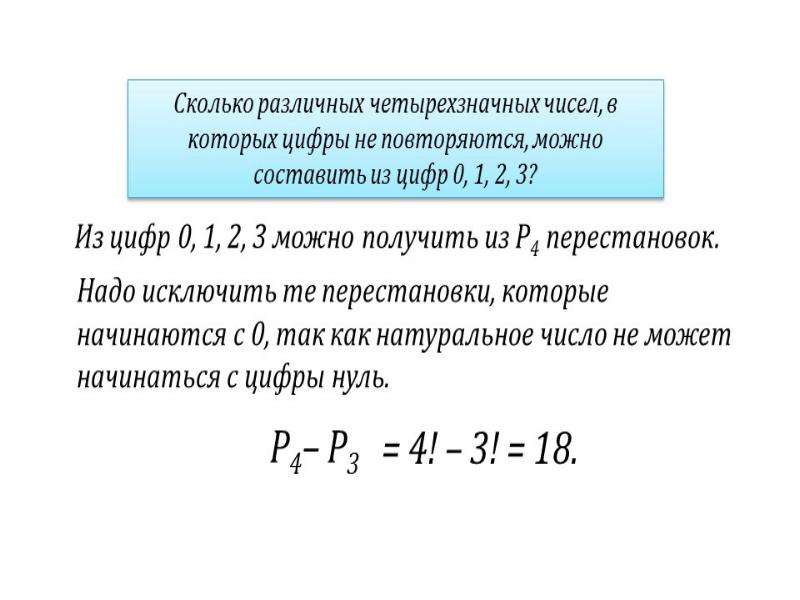 Правило умножения перестановки и факториалы презентация