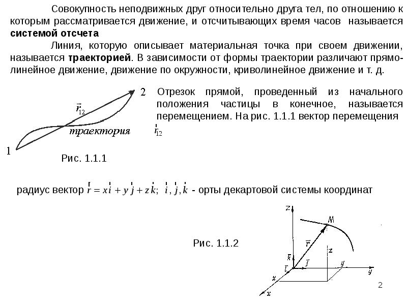 Линия которую описывает материальная точка при движении. Кинематические характеристики материальной точки. Зависимость формы траектории от выбора системы отсчета. Описать линии тела.