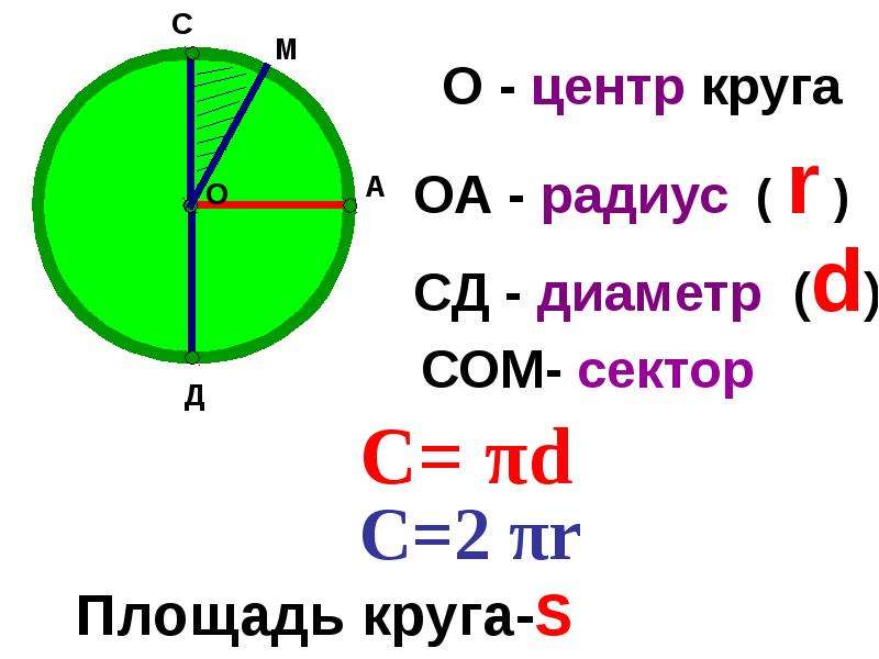 Тема окружность формулы. Формула площади круга через диаметр 6 класс. Площадь круга формула через диаметр. Формула площади круга 6 класс. Формулы окружности и круга.